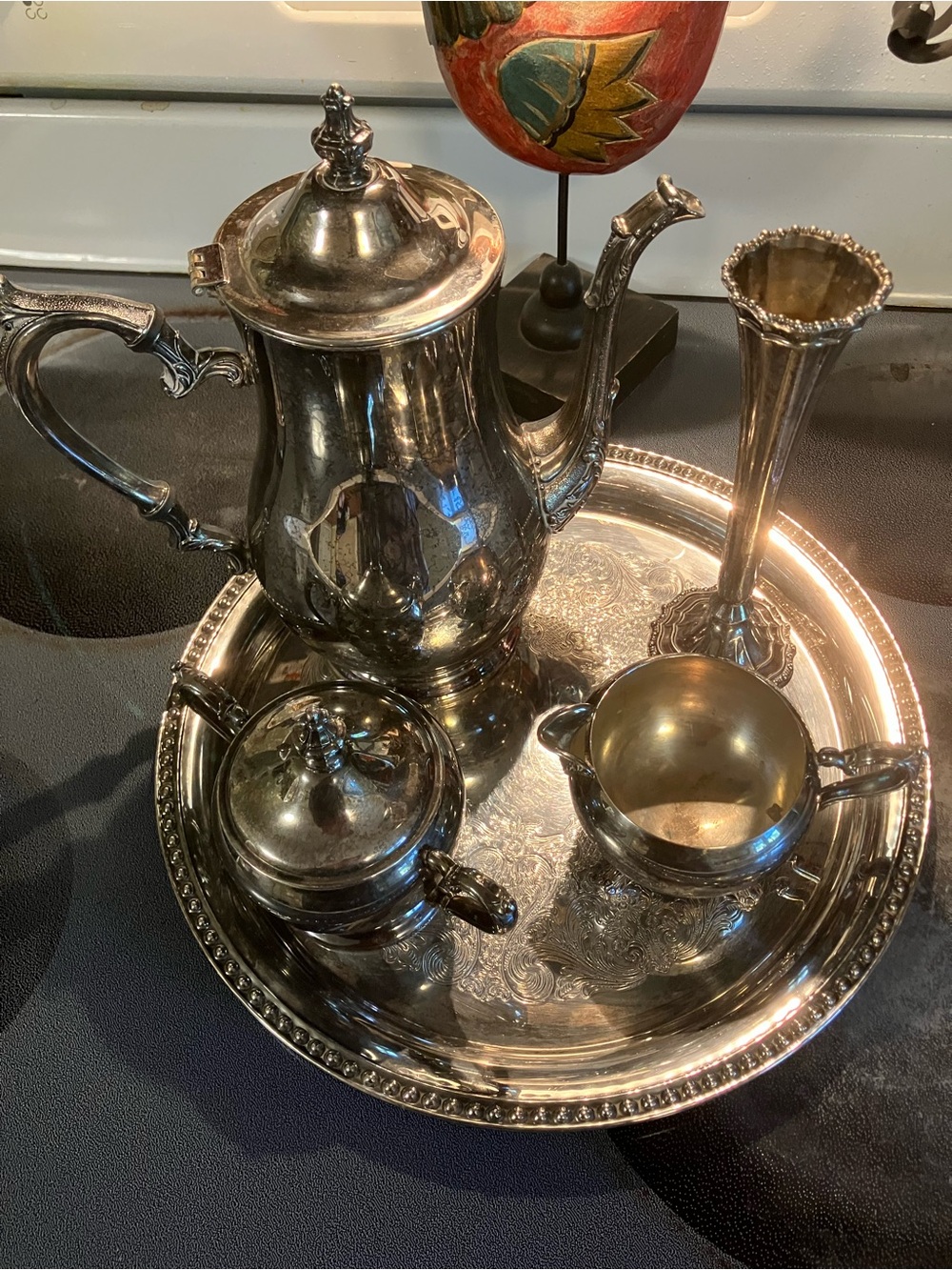 Vintage Avon Silverplate Coffee/Tea Service Set with Tray – 5 Pieces”